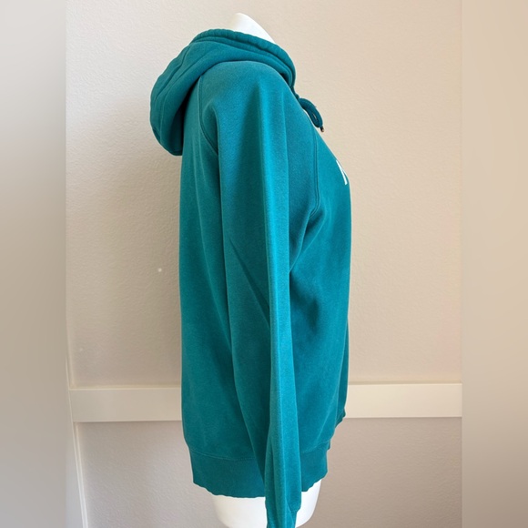 The North Face Hoodie Woman Medium Hooded Sweatshirt Logo Long Sleeve Teal Blue - Picture 7 of 11